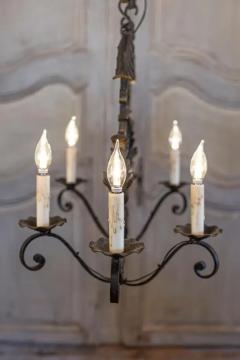 French Wrought Iron Six Light Clock Face Chandelier with Scrolling Arms - 3606059