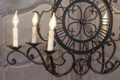 French Wrought Iron Six Light Clock Face Chandelier with Scrolling Arms - 3606105