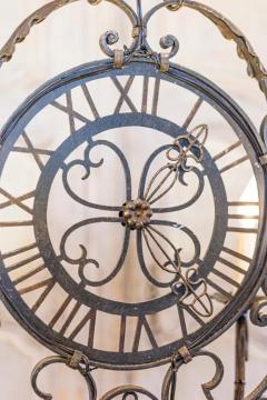 French Wrought Iron Six Light Clock Face Chandelier with Scrolling Arms - 3606127