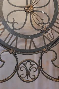 French Wrought Iron Six Light Clock Face Chandelier with Scrolling Arms - 3606130