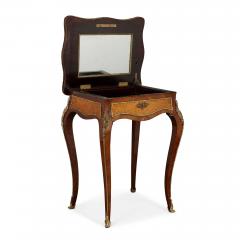 French antique marquetry dressing table with mirror and gilt metal mounts - 3056073
