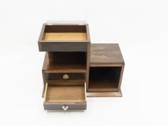 French art deco modernist rosewood brass sewing cabinet 1940s - 1725970