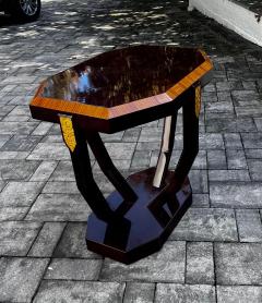 French art deco table Rosewood satinwood with gold accents  - 3343554