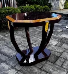 French art deco table Rosewood satinwood with gold accents  - 3343988