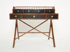 French bamboo rattan and brass desk 1970s - 2479146