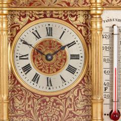 French brass and red enamel compendium carriage clock and barometer - 2782415