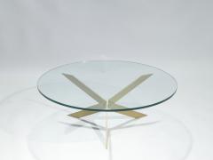 French brass glass top coffee table 1970s - 993049
