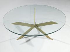 French brass glass top coffee table 1970s - 993063