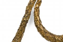 French bronze wall mounted ornament of a wreath with bow knot top - 4674455