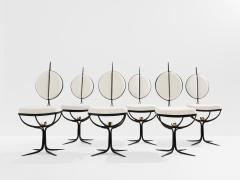 French brutalist wrought iron alcantara set of 6 chairs 1990 - 4529901