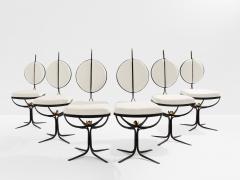 French brutalist wrought iron alcantara set of 6 chairs 1990 - 4529902