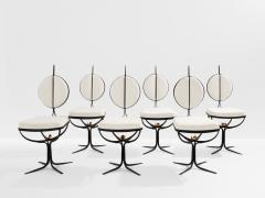 French brutalist wrought iron alcantara set of 6 chairs 1990 - 4529904