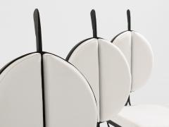 French brutalist wrought iron alcantara set of 6 chairs 1990 - 4529917
