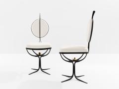 French brutalist wrought iron alcantara set of 6 chairs 1990 - 4529920