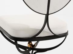 French brutalist wrought iron alcantara set of 6 chairs 1990 - 4529928