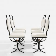 French brutalist wrought iron alcantara set of 6 chairs 1990 - 4575820