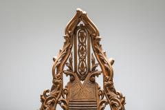 French carved Oak Throne Chair 1950s - 1354685