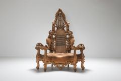 French carved Oak Throne Chair 1950s - 1354691