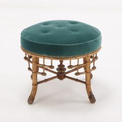French faux bamboo and giltwood upholstered stool circa 1880  - 3512363