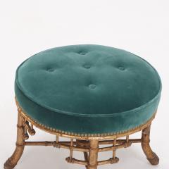 French faux bamboo and giltwood upholstered stool circa 1880  - 3512367