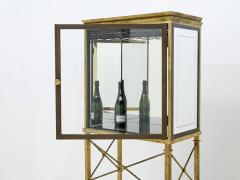 French gilded iron mirrored and brass bar cabinet vitrine 1920s - 2941091