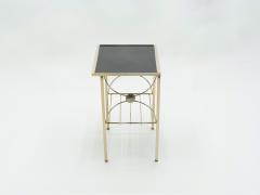 French gilded metal and black opaline glass end tables 1960s - 1528733