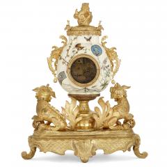 French gilt bronze and faience clock set in the Chinoiserie style - 2509800