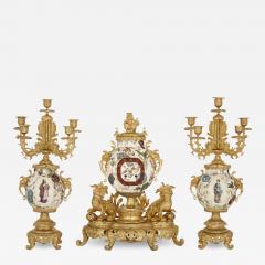 French gilt bronze and faience clock set in the Chinoiserie style - 2515660