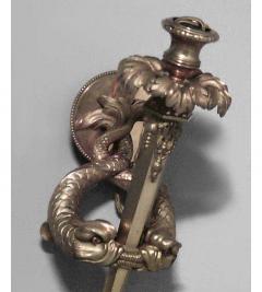 French gilt bronze single arm wall sconces with double dolphin and torch design - 4639977