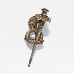 French gilt bronze single arm wall sconces with double dolphin and torch design - 4693664
