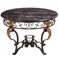 French iron and gilt decorated coffee table with Portoro Nero marble top  - 4345411