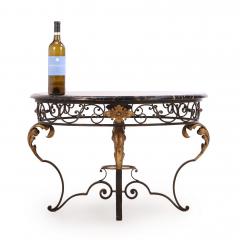 French iron and gilt decorated coffee table with Portoro Nero marble top  - 4345412