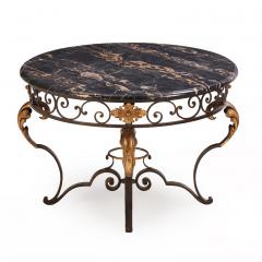 French iron and gilt decorated coffee table with Portoro Nero marble top  - 4345415