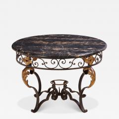 French iron and gilt decorated coffee table with Portoro Nero marble top  - 4345690