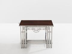 French modernist walnut boat bar table nickel plated 1930s - 4308139
