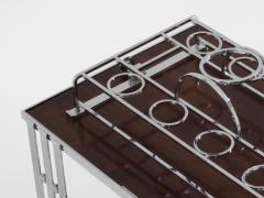 French modernist walnut boat bar table nickel plated 1930s - 4308140