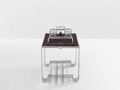 French modernist walnut boat bar table nickel plated 1930s - 4308141