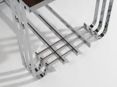 French modernist walnut boat bar table nickel plated 1930s - 4308142
