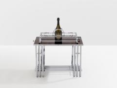 French modernist walnut boat bar table nickel plated 1930s - 4308143