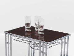 French modernist walnut boat bar table nickel plated 1930s - 4308148