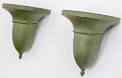French neo classical refined tole sconces with a green antique patina - 949840