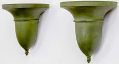 French neo classical refined tole sconces with a green antique patina - 949855