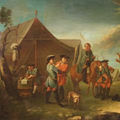 French painting camp with soldiers and horses from the 19th century - 4251489