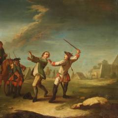French painting camp with soldiers and horses from the 19th century - 4251492