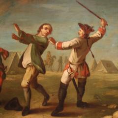 French painting camp with soldiers and horses from the 19th century - 4251497