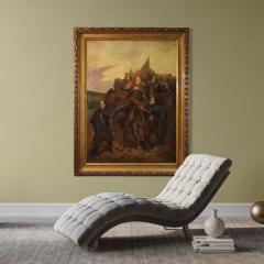 French painting with soldiers and horses from the 19th century - 4007855