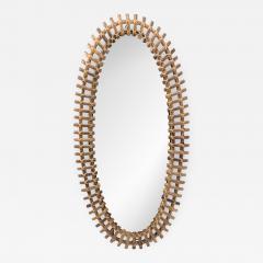 French riviera big oval bamboo and tartan mirror - 922490