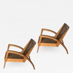 French riviera cane pair of slender lounge chairs - 998532