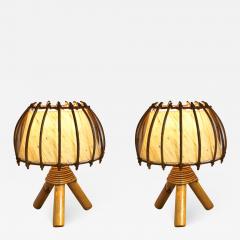 French riviera charming bamboo pair of table lamps - 970330