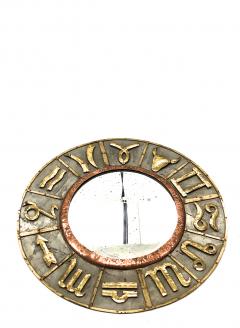 French riviera zodiac sign vintage mirror in iron and copper oxidized design - 903160